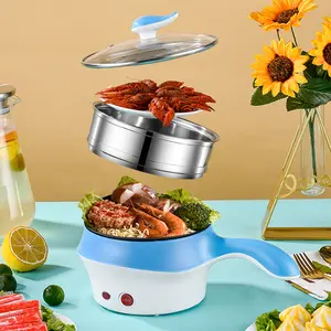 Mini utensilios de cocina para el hogar, sartén eléctrica de acero inoxidable antiadherente, olla de sopa con tapa