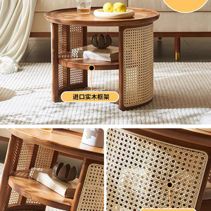 Phật Sơn sofa đặt đồ nội thất vòng nhỏ cà phê bàn trà dệt phòng khách ngoài trời nội thất đặt mây dệt bàn gỗ - Product Image 4