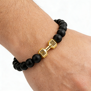 Pulseras de cuentas budistas con mancuernas de piedra volcánica y Metal populares, pulseras de abalorios Unisex de moda hechas a mano - Product Image 2