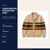 Suéter Cárdigan con Cuello Chal para Hombre, 100% Poliéster, Jacquard Geométrico a Rayas, Botones al Frente, Ropa de Punto de Invierno, Venta al Por Mayor