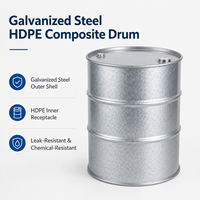 Tambor Compuesto de Acero Galvanizado de 200L con Receptáculo Interior de Polietileno para Envasado de Productos Químicos, Tambor UN 6HA1