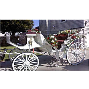 Charrette royale blanche Victoria, chariot de luxe moderne et classique en métal et bois léger pour la décoration d'événements - Product Image 6