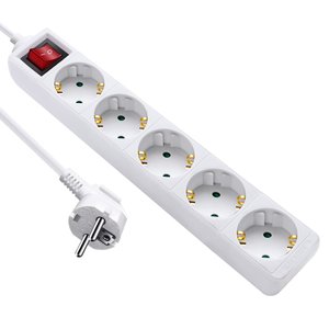 Striscia di alimentazione a 5 prese con dilatazione del cavo di prolunga 1.5 metri, Regleta Alargador con 5 Enchufes - Product Image 1