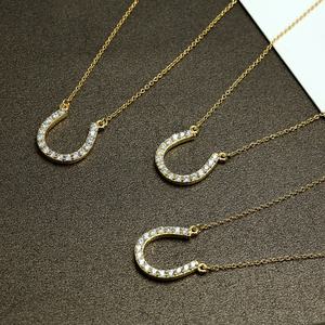 사용자 정의 승마 보석 925 스털링 실버 14K 골드 도금 지르콘 우아한 말굽 펜던트 목걸이 - Product Image 5