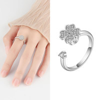 Natuna haute qualité zirconium 925 argent trèfle à quatre feuilles plaqué rhodium anneaux de mariage femme bijoux