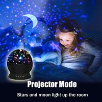 Proyector de Estrellas con Rotación de 360°, 4 Bombillas LED, 16 Colores Cambiantes, Cable USB para Niños de 3 a 8 Años, Luz Nocturna Infantil con Forma de Luna para Dormitorio