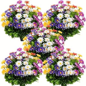 Fleurs artificielles en plastique doux au toucher naturel, orange et jaune, simulation de marguerite et de chrysanthème pour la décoration de la maison - Product Image 4