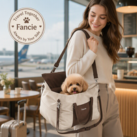 Bolsa de Viaje para Mascotas 2 en 1, Diseño de Cama Portátil, Exterior de Nailon, Forro de Felpa, Cojín Lavable, Correa de Hombro Ajustable, Asas, Fancie
