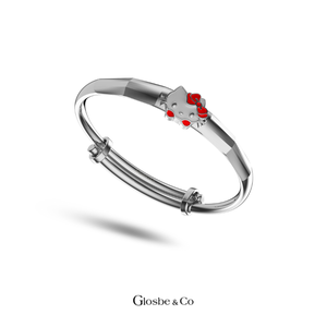 Viet Nam Pure Silver ''Hello Kitty'' Kids Bracelet Cute Silver (Plated in <b>Rose</b>/Yellow/Platinum Gold) BANGLES - Product Image 3