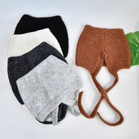 Bonnet tricoté en mélange de laine chaud d'hiver avec oreilles de chat, doux et moelleux, avec liens, pour femmes et filles, vente en gros