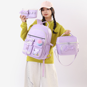 Set di 3 <span class=keywords><strong>Zaini</strong></span> Scolastici alla Moda per Ragazze e Bambini, Zaino per Studenti delle Scuole Primarie e Medie con Borsa per il Pranzo, Borse Carine con Cartoni Animati per Bambini - Product Image 6