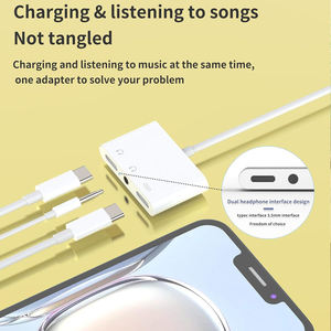 プラグインUSB-C <span class=keywords><strong>3</strong></span>.5mmオーディオアダプター<span class=keywords><strong>3</strong></span> in 1デュアルタイプC Auxスプリッターヘッドフォンジャックドンルオーディオコード充電器アダプター - Product Image 2