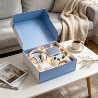 Coffret Cadeau Blue Tech avec Écouteurs, Haut-parleur, Manette, Étui pour Écouteurs, Emballage pour Canapé, Clé USB, Ensemble Cadeau en Gros