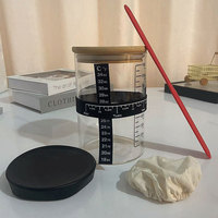 Kit de fermentation pour levain en verre borosilicate de haute qualité, avec bande de marquage de date, thermomètre, spatule et couvercle en tissu pour outils de fermentation de la pâte