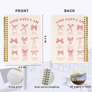 Diario de Oración Cristiano <span class=keywords><strong>para</strong></span> Mujeres, Regalos <span class=keywords><strong>para</strong></span> Adolescentes, Niñas y Niños, Material Escolar, Cuaderno de Escritura A5, Estilo Preppy con Lazos, Tapa Dura, Logotipo Personalizado - Product Image 6