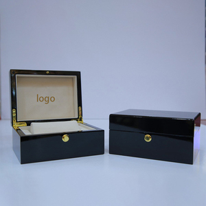 Luxury Presentation Case <b>Black</b> Wooden Watch <b>Box</b> Leather Lined Watch Case Gift Packaging Display Storage <b>Box</b> Custom Logo - Product Image 4