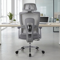 Chaise de bureau ergonomique moderne en maille avec accoudoirs et appuie-tête 3D réglables, base coulissante - Usage commercial