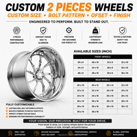 Rines Forjados Personalizados de 2 Piezas, Pulidos, SL 20x12 22x14 24x10 26x14 28x16, 6X135 6X139.7 para Silverado Ford Bronco