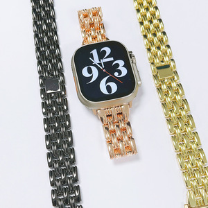Correa de Metal con Logotipo Personalizado para <span class=keywords><strong>Apple</strong></span> <span class=keywords><strong>Watch</strong></span> <span class=keywords><strong>SE</strong></span> S8, Correa para iWatch en Oro Rosa con Hebilla de Acero Inoxidable, Aleación de Zinc Compatible - Product Image 3