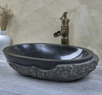 Lavabo de salle de bain et de toilettes de style européen, vente chaude, lavabo en pierre de granit noir naturel, design personnalisé, lavabo artistique