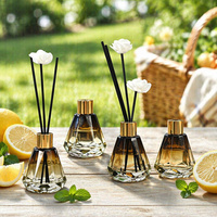 Diffuseur de parfum en verre cristallin en forme de losange avec bâtonnets en rotin AR-03 pour la maison et la chambre, aromathérapie, estampage à chaud, sérigraphie