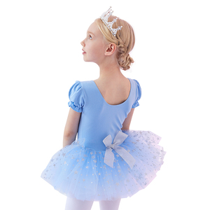 Đáng yêu màu hồng V-cổ ba lê <span class=keywords><strong>unitard</strong></span> cho trẻ em-Puff-Sleeve Thiết kế & lấp lánh tutu váy - Product Image 3