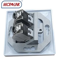 Alemania Tipo RJ45 Placa frontal Puertos duales Salida de placa de pared con módulos Keystone Caja base Enchufe de conexión de datos montado al ras