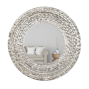 Miroir mural circulaire <span class=keywords><strong>de</strong></span> luxe en verre, grand format, avec cadre en PU glamour, pour <span class=keywords><strong>salle</strong></span> <span class=keywords><strong>de</strong></span> <span class=keywords><strong>bain</strong></span>, dressing et maison - Vente en gros - Product Image 3