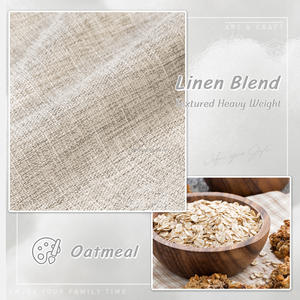 Rideaux occultants et cantonnières de qualité supérieure en tissu de lin couleur avoine pour salon et chambre à coucher - Product Image 4