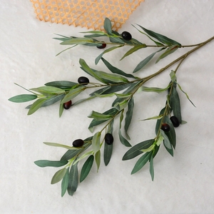 LO-131 <span class=keywords><strong>Tige</strong></span> d'<span class=keywords><strong>olivier</strong></span> artificielle en soie légère à 3 fourches avec fruits pour décorations de mariage à la maison et d'événements en gros - Product Image 5