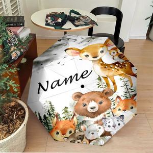 1 Pieza, Sin Pedido Mínimo, Paraguas Plegable Personalizado con Nombre de Animal del Bosque, Regalo Personalizado con Estampado UV, Pedido Individual, Ombrello Personalizzato - Product Image 4