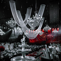 Décoration de scène de banquet, rideau de perles acryliques de luxe pré-assemblé et réglable pour plafond de mariage, ornement suspendu, effet eau