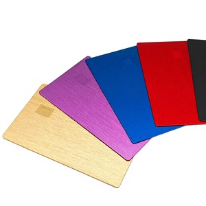 Carte de visite métallique personnalisable RFID 13,56 MHz avec fente pour puce de paiement, bande magnétique, bande de signature, mini-étiquette, marque CLF - Product Image 1