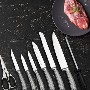 Wholesale <b>Sharp</b> Chef Cutlery <b>Set</b> Hollow Handle Stainless Steel Kitchen <b>Knife</b> <b>Set</b> with Dark Wooden <b>Knife</b> Block - Product Image 6