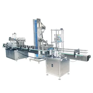 YK Machine de remplissage de liquide automatique, Machine linéaire de fermeture de couvercle à vis et Machine de capsulage avec alimentation de couvercle pour bocaux et bouteilles