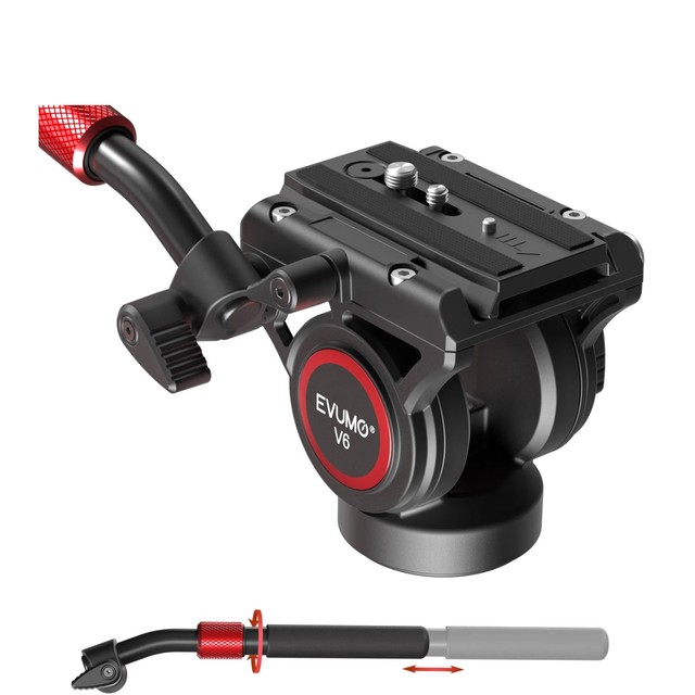 V6 Aluminum Video Tripod Panoramic DSLR Camera Sliding Plate Hydraulic Fluid Pan Head Max Load 8kg/17.64lbs C468