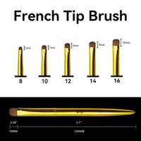 Pinceau plat Kolinsky pour nail art français, dessin acrylique, strass, peinture gel, manche métallique doré, 1 pièce, vente en gros