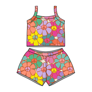 GSSO3509 Conjunto de ropa infantil de verano para niña, con estampado de estrellas y sombrero de vaca colorido, venta al por mayor, conjunto de ropa infantil de manga corta para niña - Product Image 3