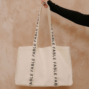 Sac fourre-tout en toile de coton personnalisable pour femme, double anse, fermeture ouverte, capacité 20-35L, unisexe, avec logo fleurs, chaînes et lettres - Product Image 2