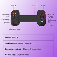 HYT D8 Volante de Juego Inalámbrico Retráctil con Bluetooth, Controlador de Juego con Botón Turbo, Motor de Vibración, Giroscopio de Seis Ejes para Teléfono