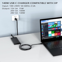 Cargador USB C de 140W para Portátil HP ZBook 8 G1i G2i G2a Ultra G1a OMEN Transcend 14-fb0000 Spectre x360 16 con Cable de Alimentación