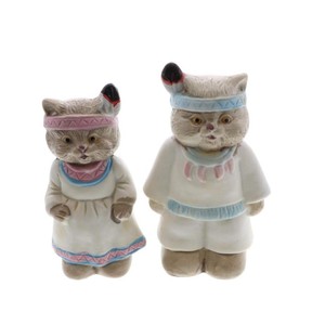 Salière et poivrière en céramique porcelaine pour <span class=keywords><strong>chat</strong></span> Cadeau pour amoureux des chats avec coiffe - Product Image 1