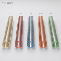 Tube rond en PMMA acrylique transparent extrudé, longueur personnalisée, tube à paillettes colorées pour lampe suspendue décorative, vente en gros