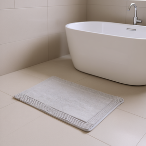 Tappeto da bagno 100% cotone trapuntato reversibile rettangolare dal design minimalista per il bagno - Product Image 2