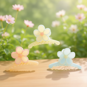 Fermagli per capelli a forma di fiore a cinque petali Zi, 10 cm, colori pastello, per donne e ragazze - Product Image 3