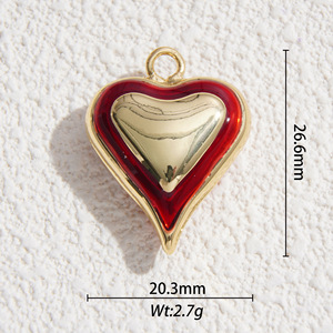 Heart-Shaped Zinc Alloy Charms With Gold Edge For DIY Jewelry Making Unisex Fashion Pendants Gift Accessory Yiwu Origin - Product Image 3