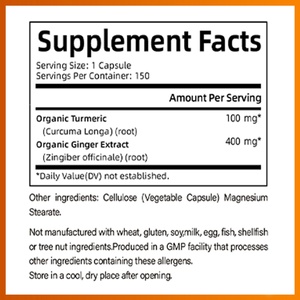 Suplemento de Cúrcuma con Curcumina de Marca OEM, 150 Cápsulas Vegetales, Absorción Mejorada, Suplemento de Cúrcuma, Cápsulas de Curcumina para Adultos - Product Image 2