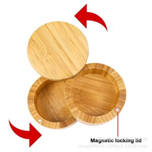 <b>Bamboo</b> Spice Jar Round Airtight <b>Container</b> With Lid For Kitchen Storage - Product Image 3