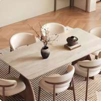Ensemble de table et chaises de salle à manger rectangulaire en bois massif, style nordique moderne, 4 à 6 places, design ferme, dernières tendances