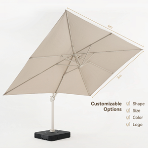 <span class=keywords><strong>Parasol</strong></span> de jardin rectangulaire <span class=keywords><strong>3x4m</strong></span>, grande taille, robuste, avec mât en aluminium, <span class=keywords><strong>parasol</strong></span> cantilever, imperméable - Product Image 3